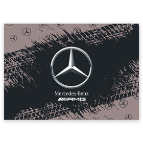 Поздравительная открытка с принтом MERCEDES / МЕРСЕДЕС в Екатеринбурге, 100% бумага | плотность бумаги 280 г/м2, матовая, на обратной стороне линовка и место для марки
 | amg | auto | bens | benz | logo | merc | mercedes | mercedes benz | mersedes | moto | star | vthctltc | авто | амг | бенц | звезда | класс | лого | логотип | мерин | мерс | мерседес | мерседес бенц | мото | символ | символы | ьуксувуы