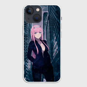 Чехол для iPhone 13 mini с принтом Zero Two в большом городе в Екатеринбурге,  |  | darling | darling in the franxx | zero two | вайфу | зеро ту | код 002 | любимый во франксе | франкс