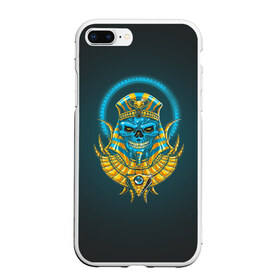 Чехол для iPhone 7Plus/8 Plus матовый с принтом PHARAOH 2.0 в Екатеринбурге, Силикон | Область печати: задняя сторона чехла, без боковых панелей | Тематика изображения на принте: абстракция | геометрия | головы животных | злое | необычное | неон | прикольное | текстура | черепа | эпичное | яркое