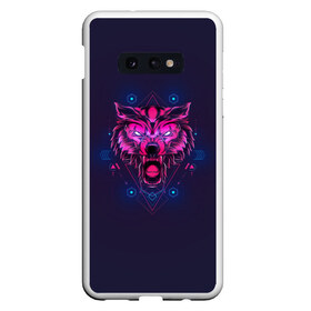 Чехол для Samsung S10E с принтом WOLF в Екатеринбурге, Силикон | Область печати: задняя сторона чехла, без боковых панелей | абстракция | геометрия | головы животных | злое | необычное | неон | прикольное | текстура | черепа | эпичное | яркое