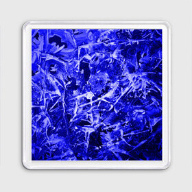 Магнит 55*55 с принтом Dark Blue Gan в Екатеринбурге, Пластик | Размер: 65*65 мм; Размер печати: 55*55 мм | Тематика изображения на принте: abstraction | blue | frost | frozen | ice | shine | surface | texture | абстракция | блеск | замерзший | лед | мороз | поверхность | синий | текстура