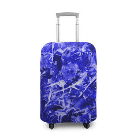 Чехол для чемодана 3D с принтом Dark Blue Gan в Екатеринбурге, 86% полиэфир, 14% спандекс | двустороннее нанесение принта, прорези для ручек и колес | Тематика изображения на принте: abstraction | blue | frost | frozen | ice | shine | surface | texture | абстракция | блеск | замерзший | лед | мороз | поверхность | синий | текстура