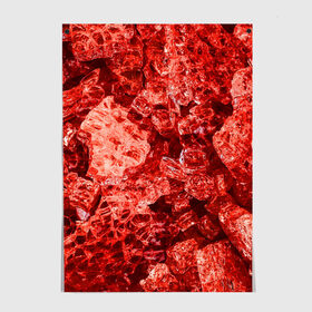 Постер с принтом RED-$tyle в Екатеринбурге, 100% бумага
 | бумага, плотность 150 мг. Матовая, но за счет высокого коэффициента гладкости имеет небольшой блеск и дает на свету блики, но в отличии от глянцевой бумаги не покрыта лаком | abstraction | crystals | red | shapes | shards | shine | texture | абстракция | блеск | красный | кристалы | осколки | текстура | формы