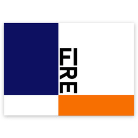Поздравительная открытка с принтом FIRE в Екатеринбурге, 100% бумага | плотность бумаги 280 г/м2, матовая, на обратной стороне линовка и место для марки
 | blue | fire | geomerty | orange | геометрия | надписи | огонь | оранжевый | синий