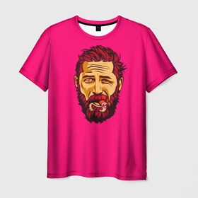 Мужская футболка 3D с принтом ХАРДИ в Екатеринбурге, 100% полиэфир | прямой крой, круглый вырез горловины, длина до линии бедер | известная личность | том харди | чел с бородой