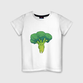 Детская футболка хлопок с принтом Симпатичный брокколи в Екатеринбурге, 100% хлопок | круглый вырез горловины, полуприлегающий силуэт, длина до линии бедер | Тематика изображения на принте: арт | брокколи | мило | милота | овощ | овощи | рисунок | свежие овощи | свежий овощ | свежий продукт