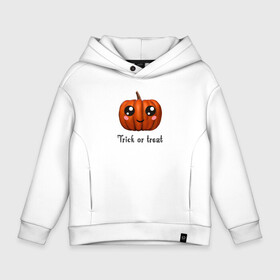 Детское худи Oversize хлопок с принтом Halloween pumpkin в Екатеринбурге, френч-терри — 70% хлопок, 30% полиэстер. Мягкий теплый начес внутри —100% хлопок | боковые карманы, эластичные манжеты и нижняя кромка, капюшон на магнитной кнопке | Тематика изображения на принте: halloween | pumpkin | trick or treat | кошелек или жизнь | подарок на хэллуин | тыква