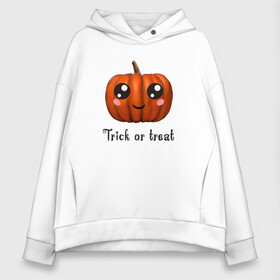 Женское худи Oversize хлопок с принтом Halloween pumpkin в Екатеринбурге, френч-терри — 70% хлопок, 30% полиэстер. Мягкий теплый начес внутри —100% хлопок | боковые карманы, эластичные манжеты и нижняя кромка, капюшон на магнитной кнопке | halloween | pumpkin | trick or treat | кошелек или жизнь | подарок на хэллуин | тыква