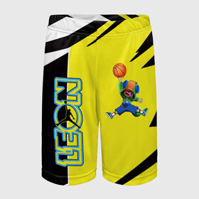 Детские спортивные шорты 3D с принтом Brawl STARS (JORDAN) в Екатеринбурге,  100% полиэстер
 | пояс оформлен широкой мягкой резинкой, ткань тянется
 | brawl | jordan | leon | moba | stars | supercell | игра | коллаборация | коллаж | паттерн