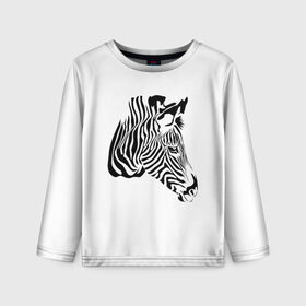Детский лонгслив 3D с принтом Zebra в Екатеринбурге, 100% полиэстер | длинные рукава, круглый вырез горловины, полуприлегающий силуэт
 | africa | black | savanna | stripe | white | zebra | африка | белый | зебра | полоска | саванна | черный