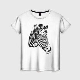 Женская футболка 3D с принтом Zebra в Екатеринбурге, 100% полиэфир ( синтетическое хлопкоподобное полотно) | прямой крой, круглый вырез горловины, длина до линии бедер | africa | black | savanna | stripe | white | zebra | африка | белый | зебра | полоска | саванна | черный