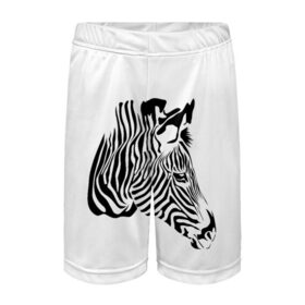Детские спортивные шорты 3D с принтом Zebra в Екатеринбурге,  100% полиэстер
 | пояс оформлен широкой мягкой резинкой, ткань тянется
 | Тематика изображения на принте: africa | black | savanna | stripe | white | zebra | африка | белый | зебра | полоска | саванна | черный