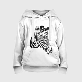 Детская толстовка 3D с принтом Zebra в Екатеринбурге, 100% полиэстер | двухслойный капюшон со шнурком для регулировки, мягкие манжеты на рукавах и по низу толстовки, спереди карман-кенгуру с мягким внутренним слоем | Тематика изображения на принте: africa | black | savanna | stripe | white | zebra | африка | белый | зебра | полоска | саванна | черный