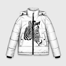 Зимняя куртка для мальчиков 3D с принтом Zebra в Екатеринбурге, ткань верха — 100% полиэстер; подклад — 100% полиэстер, утеплитель — 100% полиэстер | длина ниже бедра, удлиненная спинка, воротник стойка и отстегивающийся капюшон. Есть боковые карманы с листочкой на кнопках, утяжки по низу изделия и внутренний карман на молнии. 

Предусмотрены светоотражающий принт на спинке, радужный светоотражающий элемент на пуллере молнии и на резинке для утяжки | africa | black | savanna | stripe | white | zebra | африка | белый | зебра | полоска | саванна | черный