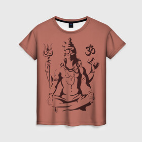 Женская футболка 3D с принтом Бог Шива в Екатеринбурге, 100% полиэфир ( синтетическое хлопкоподобное полотно) | прямой крой, круглый вырез горловины, длина до линии бедер | бог шива. | духовность | иероглифы | индийские боги | индуистское божество