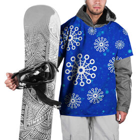Накидка на куртку 3D с принтом Снежинки в Екатеринбурге, 100% полиэстер |  | новогодние снежинки | снег | снежинка | снежинки | январьские снежинки
