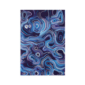 Обложка для паспорта матовая кожа с принтом Синие линии в Екатеринбурге, натуральная матовая кожа | размер 19,3 х 13,7 см; прозрачные пластиковые крепления | abstract | flow | lines | paint | space | абстракция | движение | космос | краска | линии | пятна | синий | течение | фиолетовый