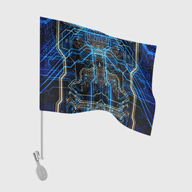 Флаг для автомобиля с принтом Сircuit-$$$ в Екатеринбурге, 100% полиэстер | Размер: 30*21 см | abstraction | chip | circuit | lines | neon | processor | shapes | texture | абстракция | линии | неон | процессор | схема | текстура | формы | чип