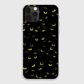 Чехол для iPhone 12 Pro Max с принтом Ночные взгляды в Екатеринбурге, Силикон |  | halloween | глаз | глаза | желтый | зрачок | кот | кошачьи | кошка | ночь | паттерн | хэллоуин