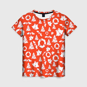 Женская футболка 3D с принтом Рождественские детали в Екатеринбурге, 100% полиэфир ( синтетическое хлопкоподобное полотно) | прямой крой, круглый вырез горловины, длина до линии бедер | 