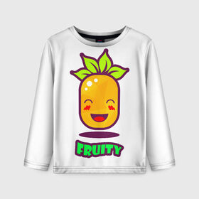Детский лонгслив 3D с принтом Fruity в Екатеринбурге, 100% полиэстер | длинные рукава, круглый вырез горловины, полуприлегающий силуэт
 | fruit | ананас | вкусно | сладость | фрукты
