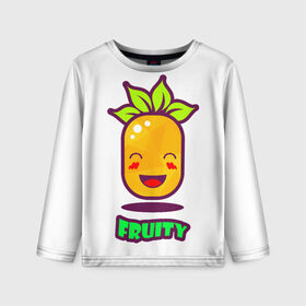 Детский лонгслив 3D с принтом Fruity в Екатеринбурге, 100% полиэстер | длинные рукава, круглый вырез горловины, полуприлегающий силуэт
 | Тематика изображения на принте: fruit | ананас | вкусно | сладость | фрукты