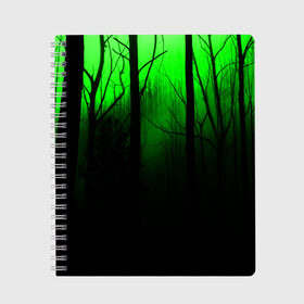 Тетрадь с принтом G-loomy в Екатеринбурге, 100% бумага | 48 листов, плотность листов — 60 г/м2, плотность картонной обложки — 250 г/м2. Листы скреплены сбоку удобной пружинной спиралью. Уголки страниц и обложки скругленные. Цвет линий — светло-серый
 | fog | forest | gloomy | green fog | night | radiation | trees | деревья | зеленый туман | лес | мрачный | ночь | радиация | туман