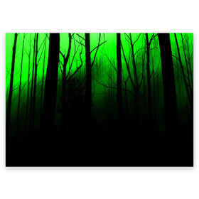 Поздравительная открытка с принтом G-loomy в Екатеринбурге, 100% бумага | плотность бумаги 280 г/м2, матовая, на обратной стороне линовка и место для марки
 | fog | forest | gloomy | green fog | night | radiation | trees | деревья | зеленый туман | лес | мрачный | ночь | радиация | туман
