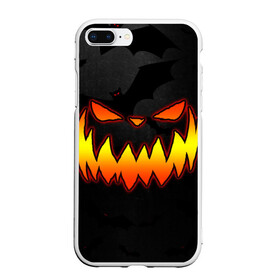 Чехол для iPhone 7Plus/8 Plus матовый с принтом Pumpkin smile and bats в Екатеринбурге, Силикон | Область печати: задняя сторона чехла, без боковых панелей | 2020 | bat | bats | face | halloween | mask | nightmare | pumpkin | scary | smile | smiling | летучая | лицо | маска | мыши | мышь | привидение | страшная | тыква | улыбка | хэлоуин