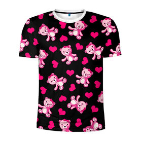 Мужская футболка 3D спортивная с принтом Love teddy bear в Екатеринбурге, 100% полиэстер с улучшенными характеристиками | приталенный силуэт, круглая горловина, широкие плечи, сужается к линии бедра | Тематика изображения на принте: bear | heart | love is | pink | teddy | valentines day | бантик | валентина | девушке | дочь | жена | животные | игрушка | лучшая | любимая | любовь | мама | марта | медведь | медвежата | медвежата и сердечки | мишки тедди