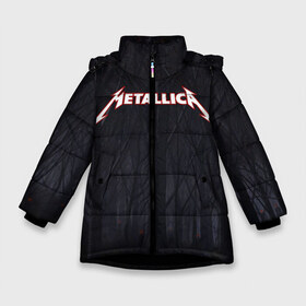 Зимняя куртка для девочек 3D с принтом Metallica в Екатеринбурге, ткань верха — 100% полиэстер; подклад — 100% полиэстер, утеплитель — 100% полиэстер. | длина ниже бедра, удлиненная спинка, воротник стойка и отстегивающийся капюшон. Есть боковые карманы с листочкой на кнопках, утяжки по низу изделия и внутренний карман на молнии. 

Предусмотрены светоотражающий принт на спинке, радужный светоотражающий элемент на пуллере молнии и на резинке для утяжки. | metallica | rok | джеймс хэтфилд | кирк хэммет | ларс ульрих | металика | металл | металлика | музыка | рок | рок группа