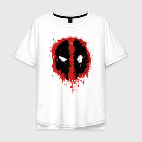 Мужская футболка хлопок Oversize с принтом Deadpool logo в Екатеринбурге, 100% хлопок | свободный крой, круглый ворот, “спинка” длиннее передней части | deadpool | logo | marvel | mutant | vdshardan | wade wilson | болтливый наемник | вэйд вилсон | дадпул | дедпул | дэдпул | дэтпул | комиксы | логотип | марвел | мутант | супергерой | уэйд уилсон