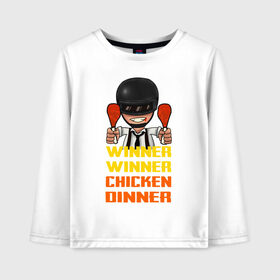 Детский лонгслив хлопок с принтом PUBG Winner Chicken Dinner в Екатеринбурге, 100% хлопок | круглый вырез горловины, полуприлегающий силуэт, длина до линии бедер | 