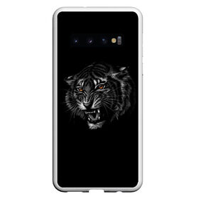 Чехол для Samsung Galaxy S10 с принтом Тигр в Екатеринбурге, Силикон | Область печати: задняя сторона чехла, без боковых панелей | животные | звери | оскал тигра | тигр | хищник