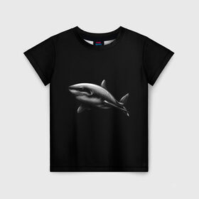 Детская футболка 3D с принтом Акула в Екатеринбурге, 100% гипоаллергенный полиэфир | прямой крой, круглый вырез горловины, длина до линии бедер, чуть спущенное плечо, ткань немного тянется | акула | акулы | морские животные | рыбы | хищники