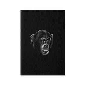 Обложка для паспорта матовая кожа с принтом Обезьяна в Екатеринбурге, натуральная матовая кожа | размер 19,3 х 13,7 см; прозрачные пластиковые крепления | животные | обезьяна | обезьяны | приматы | шимпанзе