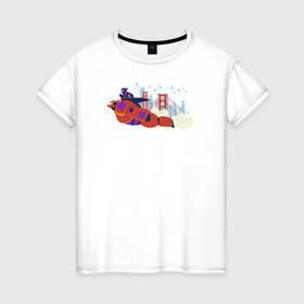 Женская футболка хлопок с принтом Baymax and Hiro в Екатеринбурге, 100% хлопок | прямой крой, круглый вырез горловины, длина до линии бедер, слегка спущенное плечо | baymax | big hero 6 | disney | vdkimel | бэймакс | город героев 6 | дисней