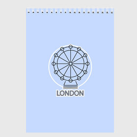 Скетчбук с принтом Лондон London Eye в Екатеринбурге, 100% бумага
 | 48 листов, плотность листов — 100 г/м2, плотность картонной обложки — 250 г/м2. Листы скреплены сверху удобной пружинной спиралью | Тематика изображения на принте: blue circle | england | english | europe | eye | gb | icon | london | travel | uk | vacation | англия | аттракцион | великобритания | европа | иконка | колесо обозрения | лондон | лондонский глаз | надпись | отпуск | поездка | путешествие |