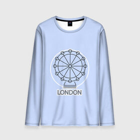 Мужской лонгслив 3D с принтом Лондон London Eye в Екатеринбурге, 100% полиэстер | длинные рукава, круглый вырез горловины, полуприлегающий силуэт | Тематика изображения на принте: blue circle | england | english | europe | eye | gb | icon | london | travel | uk | vacation | англия | аттракцион | великобритания | европа | иконка | колесо обозрения | лондон | лондонский глаз | надпись | отпуск | поездка | путешествие |