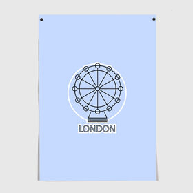 Постер с принтом Лондон London Eye в Екатеринбурге, 100% бумага
 | бумага, плотность 150 мг. Матовая, но за счет высокого коэффициента гладкости имеет небольшой блеск и дает на свету блики, но в отличии от глянцевой бумаги не покрыта лаком | blue circle | england | english | europe | eye | gb | icon | london | travel | uk | vacation | англия | аттракцион | великобритания | европа | иконка | колесо обозрения | лондон | лондонский глаз | надпись | отпуск | поездка | путешествие |