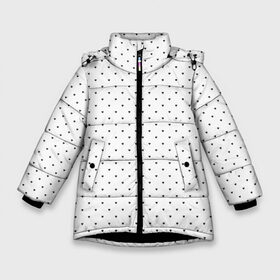 Зимняя куртка для девочек 3D с принтом Сердечки черные на белом в Екатеринбурге, ткань верха — 100% полиэстер; подклад — 100% полиэстер, утеплитель — 100% полиэстер. | длина ниже бедра, удлиненная спинка, воротник стойка и отстегивающийся капюшон. Есть боковые карманы с листочкой на кнопках, утяжки по низу изделия и внутренний карман на молнии. 

Предусмотрены светоотражающий принт на спинке, радужный светоотражающий элемент на пуллере молнии и на резинке для утяжки. | heart pattern | hearts | polka dot hearts | сердечки | сердечки в стиле горошек | сердечки горошек | сердечки узорчик | сердце | сердце узор | узор горошек