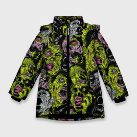Зимняя куртка для девочек 3D с принтом Хеллоуин(зомби) в Екатеринбурге, ткань верха — 100% полиэстер; подклад — 100% полиэстер, утеплитель — 100% полиэстер. | длина ниже бедра, удлиненная спинка, воротник стойка и отстегивающийся капюшон. Есть боковые карманы с листочкой на кнопках, утяжки по низу изделия и внутренний карман на молнии. 

Предусмотрены светоотражающий принт на спинке, радужный светоотражающий элемент на пуллере молнии и на резинке для утяжки. | halloween | гадания | зомби | игры | летучие | мертвых | момо | мыши | нечистые | паттерн | праздик | силы | тыквы | хеллоуин