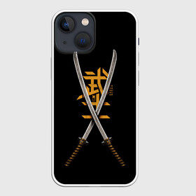 Чехол для iPhone 13 mini с принтом 2 Katanas в Екатеринбурге,  |  | art | chinese character | katanas | swords | арт | катаны | китайский иероглиф | мечи