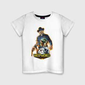 Детская футболка хлопок с принтом West World в Екатеринбурге, 100% хлопок | круглый вырез горловины, полуприлегающий силуэт, длина до линии бедер | Тематика изображения на принте: 1973 | west world | western | вестерн | мир дикого запада