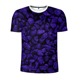 Мужская футболка 3D спортивная с принтом Purple-$tone$ в Екатеринбурге, 100% полиэстер с улучшенными характеристиками | приталенный силуэт, круглая горловина, широкие плечи, сужается к линии бедра | abstraction | forms | gravel | pebbles | purple | stones | texture | абстракция | галька | гравий | камни | текстура | фиолетовый | формы