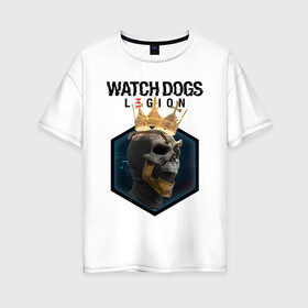 Женская футболка хлопок Oversize с принтом Watch Dogs Legion в Екатеринбурге, 100% хлопок | свободный крой, круглый ворот, спущенный рукав, длина до линии бедер
 | action | action adventure | game watch dogs | hex | legion | skull | watch dogs | watch dogs legion | ватч догз легион | ватч догс | заставка watch dogs | игра watch dogs | легион | лого | логотип | логотип watch dogs | лондон | надпись | х