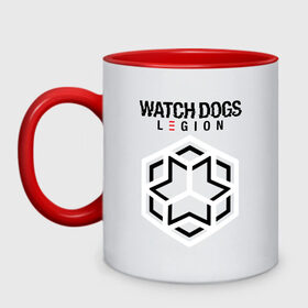 Кружка двухцветная с принтом Футурологи Watch Dogs Legion в Екатеринбурге, керамика | объем — 330 мл, диаметр — 80 мм. Цветная ручка и кайма сверху, в некоторых цветах — вся внутренняя часть | action | action adventure | game watch dogs | legion | watch dogs | watch dogs legion | ватч догз легион | ватч догс | знак футурологи | игра watch dogs | клан | кланы | легион | лого | логотип | логотип watch dogs | лондон | надпись | футу