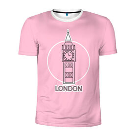 Мужская футболка 3D спортивная с принтом Биг Бен, Лондон, London в Екатеринбурге, 100% полиэстер с улучшенными характеристиками | приталенный силуэт, круглая горловина, широкие плечи, сужается к линии бедра | Тематика изображения на принте: big ben | clock | england | europe | london | pink | travel | англия | башня | башня елизаветы | биг бен | великобритания | европа | иконка | круг | лондон | надпись | путешествия | розовый | символ | часы