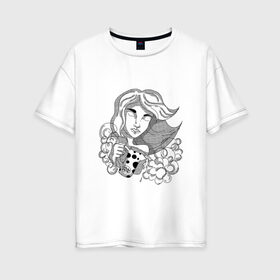 Женская футболка хлопок Oversize с принтом Водолей в Екатеринбурге, 100% хлопок | свободный крой, круглый ворот, спущенный рукав, длина до линии бедер
 | 