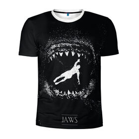 Мужская футболка 3D спортивная с принтом Челюсти JAWS в Екатеринбурге, 100% полиэстер с улучшенными характеристиками | приталенный силуэт, круглая горловина, широкие плечи, сужается к линии бедра | 2020 | shark | sharks | акула | акулы | зубы | клыки | мегаладон | меголадон | пиранья | про | фильм | фильм про акул | фильм челюсти | хеллоуин | хэллоуин | челюсти